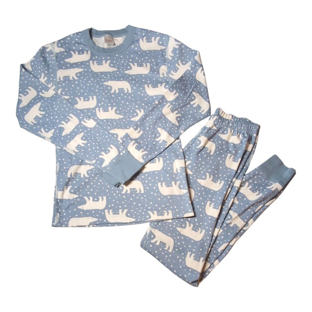 Hanna Andersson Organic Cotton Pajama Set Blue Polar‎ Bear Print Womens XS